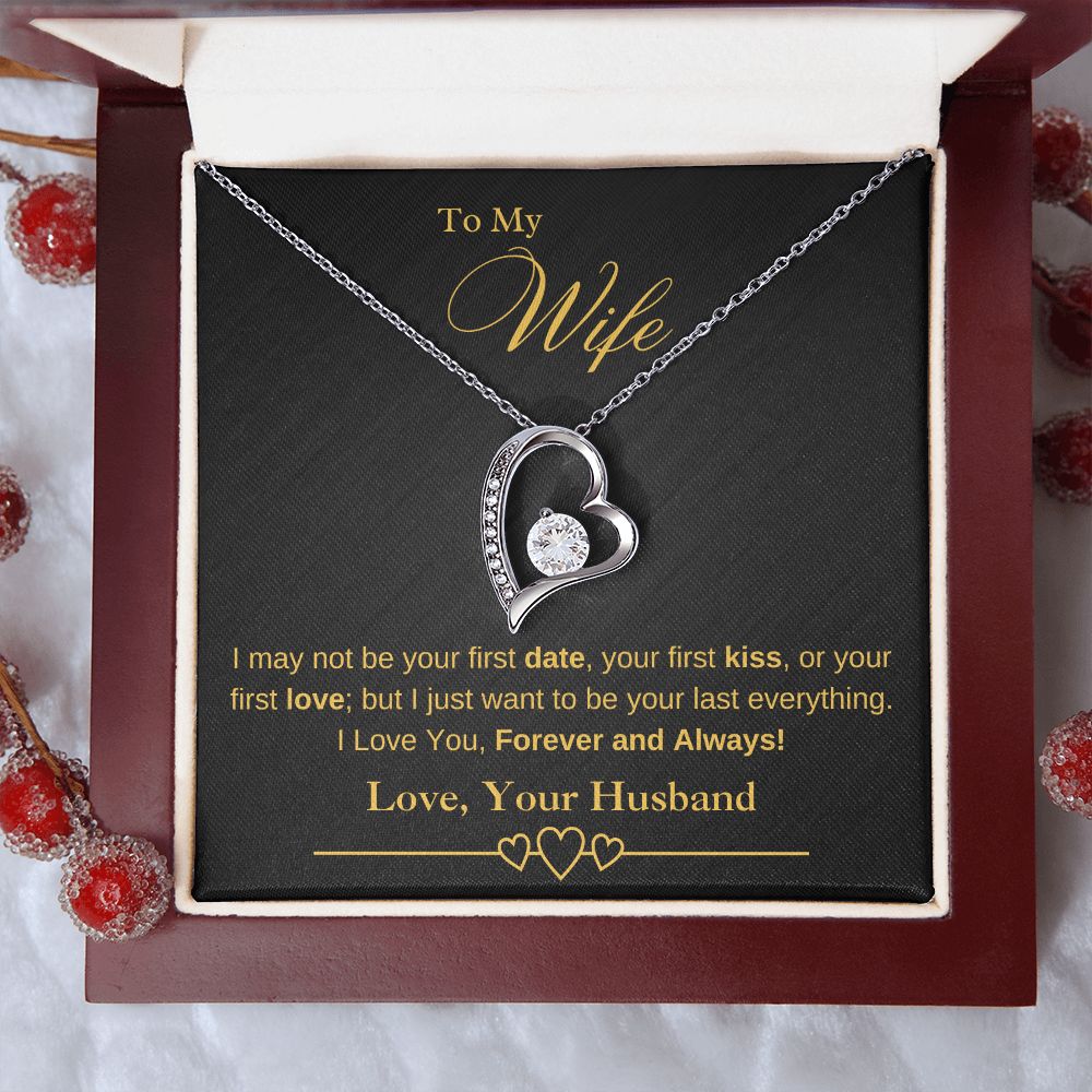 To My Wife - I May Not Be Your First Date, Kiss, or Love - Necklace (Black/Gold)