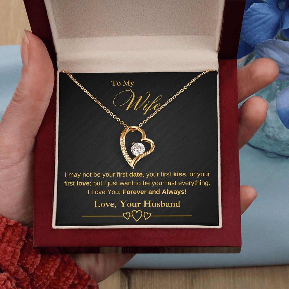 To My Wife - I May Not Be Your First Date, Kiss, or Love - Necklace (Black/Gold)