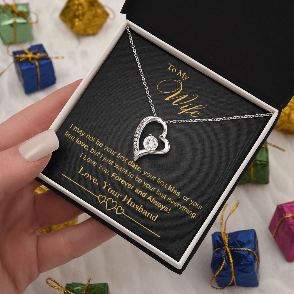To My Wife - I May Not Be Your First Date, Kiss, or Love - Necklace (Black/Gold)