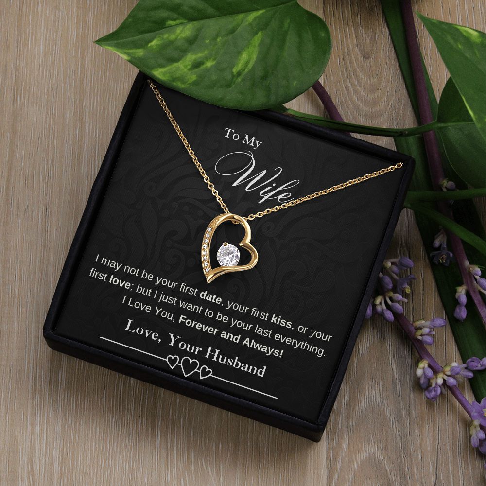To My Wife - I May Not Be Your First Date, Kiss, or Love - Necklace (Black)