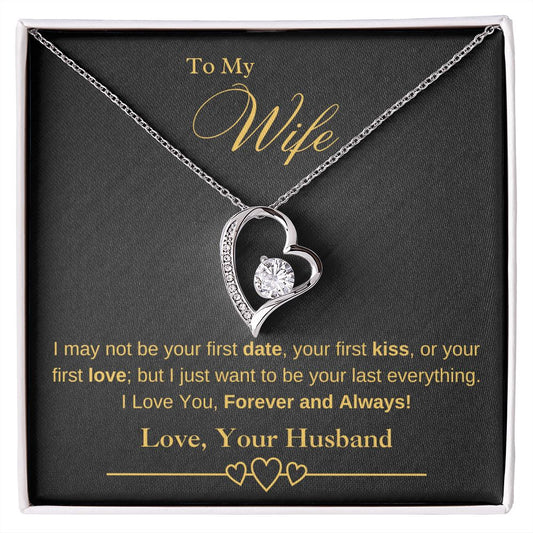 To My Wife - I May Not Be Your First Date, Kiss, or Love - Necklace (Black/Gold)